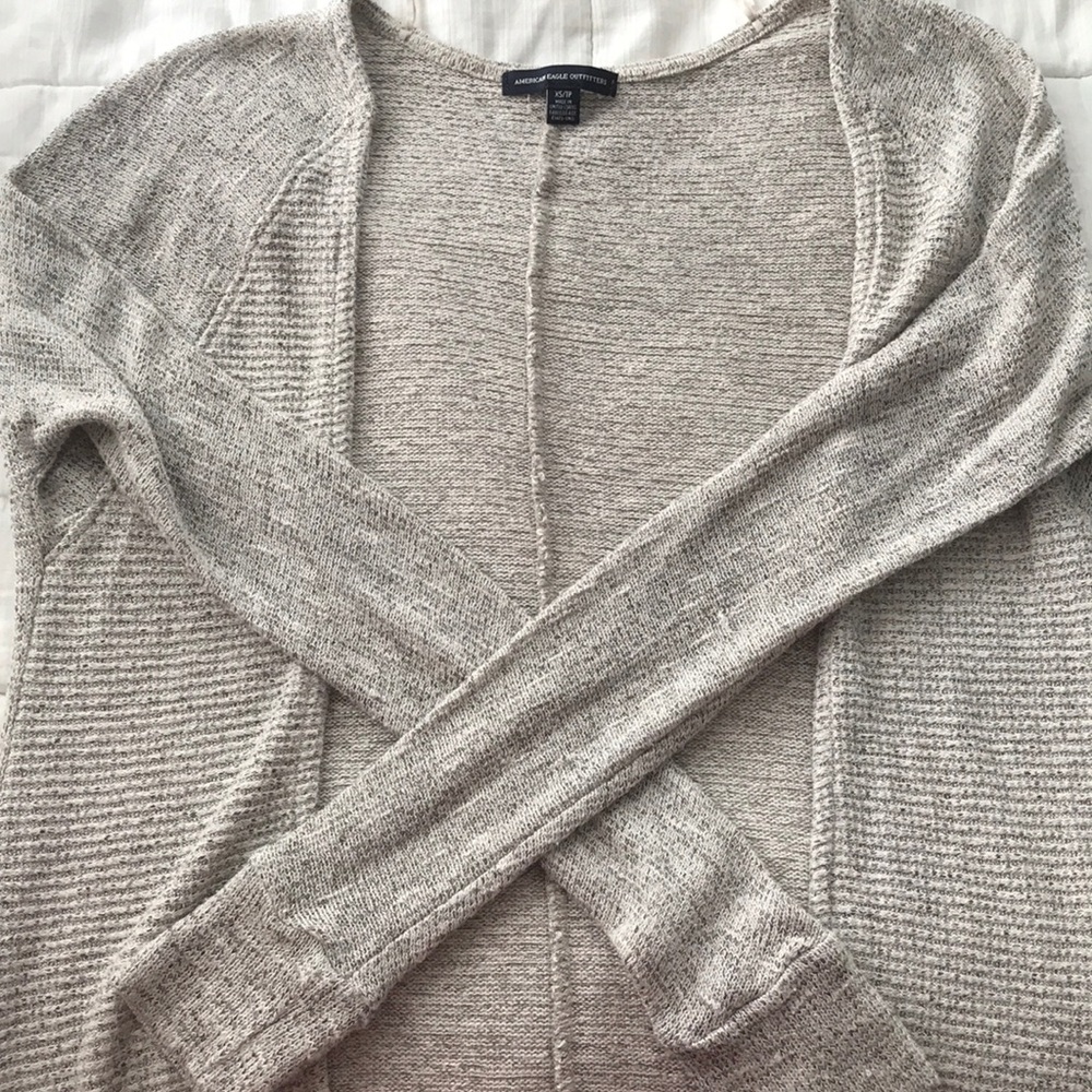 american eagle cardigan off white and cream color